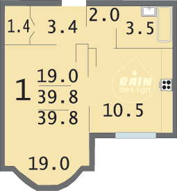Планировка квартир серии И-155, вариант 2