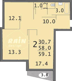 Планировка квартир серии И-155, вариант 2