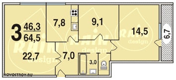 Планировка квартир серии И-68