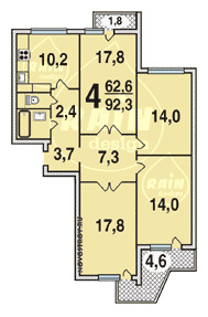 Планировка квартир серии П-3