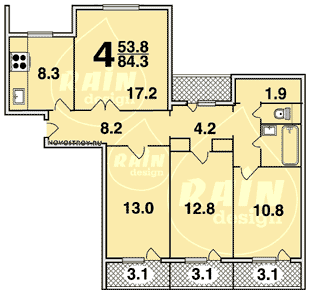 Планировка квартир серии П-55