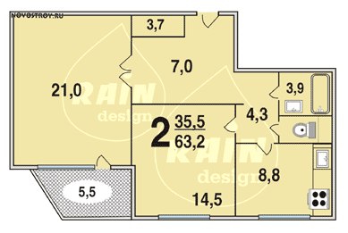 Планировка квартир серии ПД-1