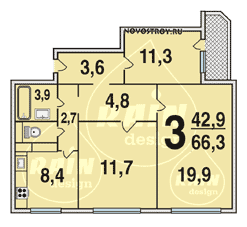 Планировка квартир серии ПД-3