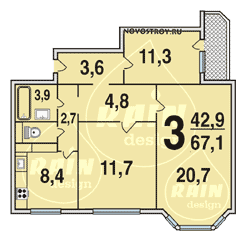 Планировка квартир серии ПД-3