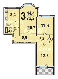 Планировка квартир серии ПД-3