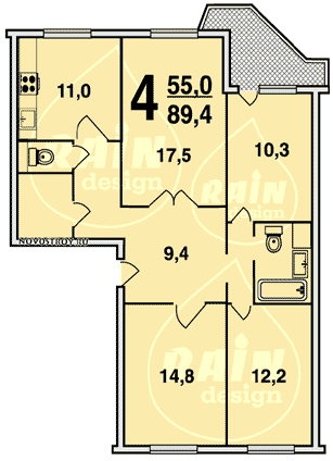 Планировка квартир серии ПД-4